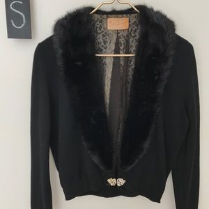 Vintage | Fur Trimmed Cardigan | S