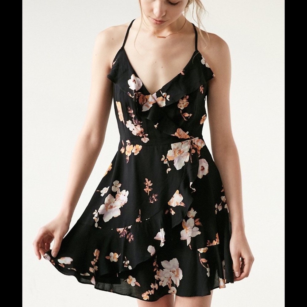 Kimchi Blue Sabrina Ruffle Wrap Mini Dress
