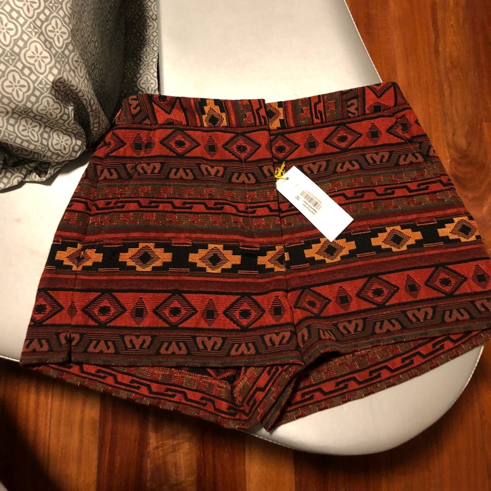 BCNGeneration Orange High Waisted Tribal Shorts