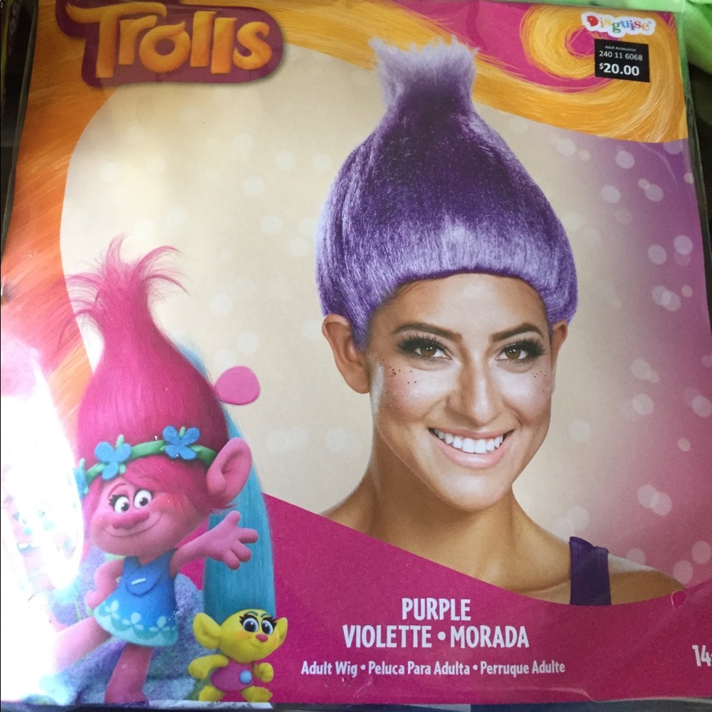 NEW TROLLS PURPLE ADULT WIG
