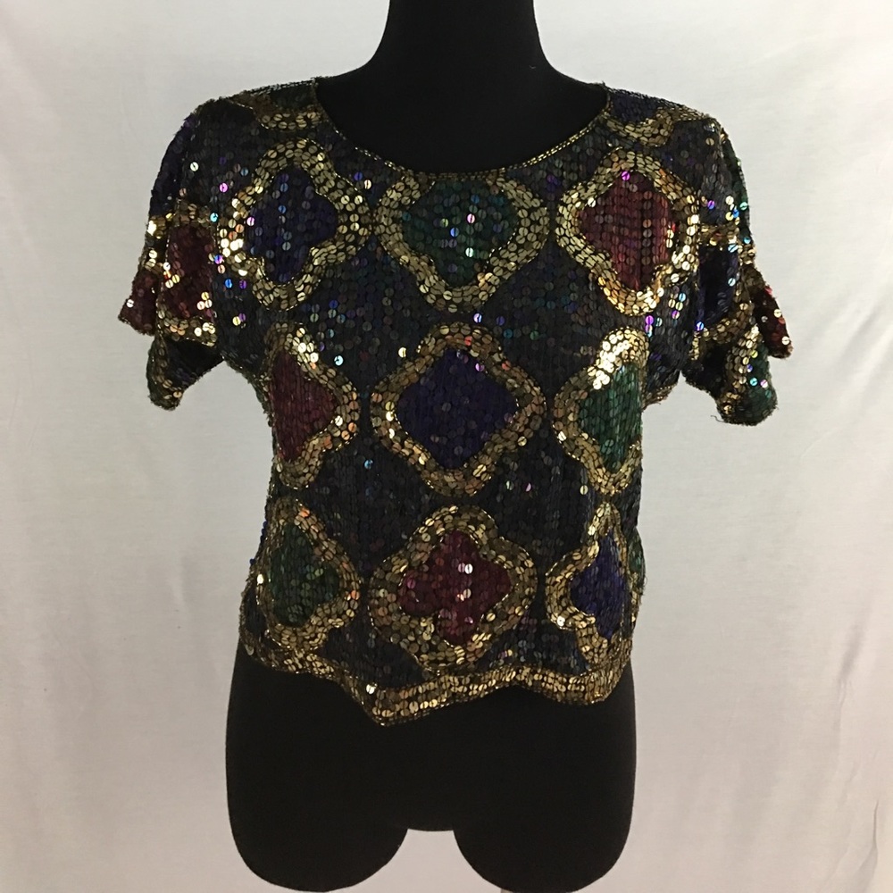 Vtg 1990’s Sequin Crop Top