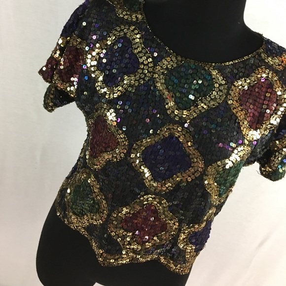 Vtg 1990’s Sequin Crop Top - Picture 2 of 8