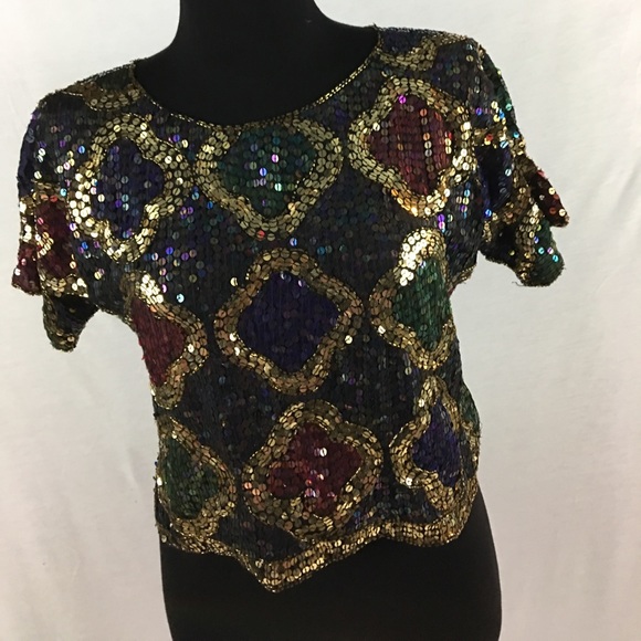 Vtg 1990’s Sequin Crop Top - Picture 3 of 8