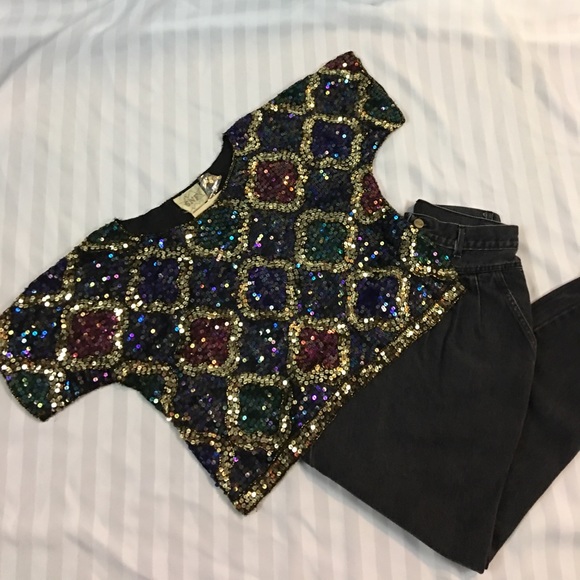 Vtg 1990’s Sequin Crop Top - Picture 6 of 8