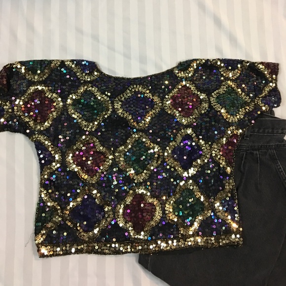 Vtg 1990’s Sequin Crop Top - Picture 7 of 8