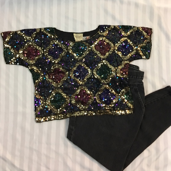 Vtg 1990’s Sequin Crop Top - Picture 8 of 8