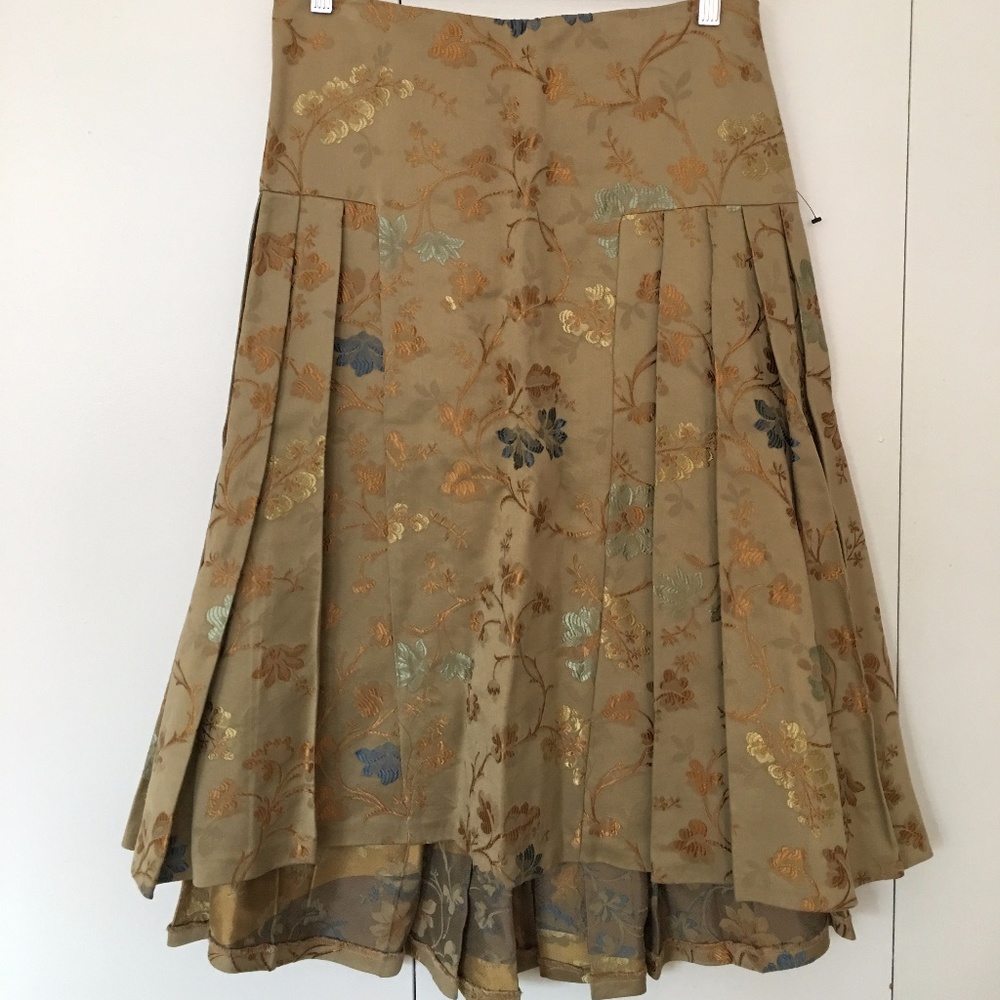 NEW! Metallic Brocade asymmetrical Midi SKIRT