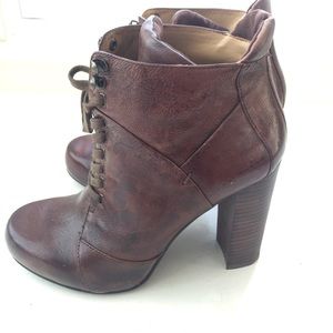 Brown Nine West Lace Up Booties