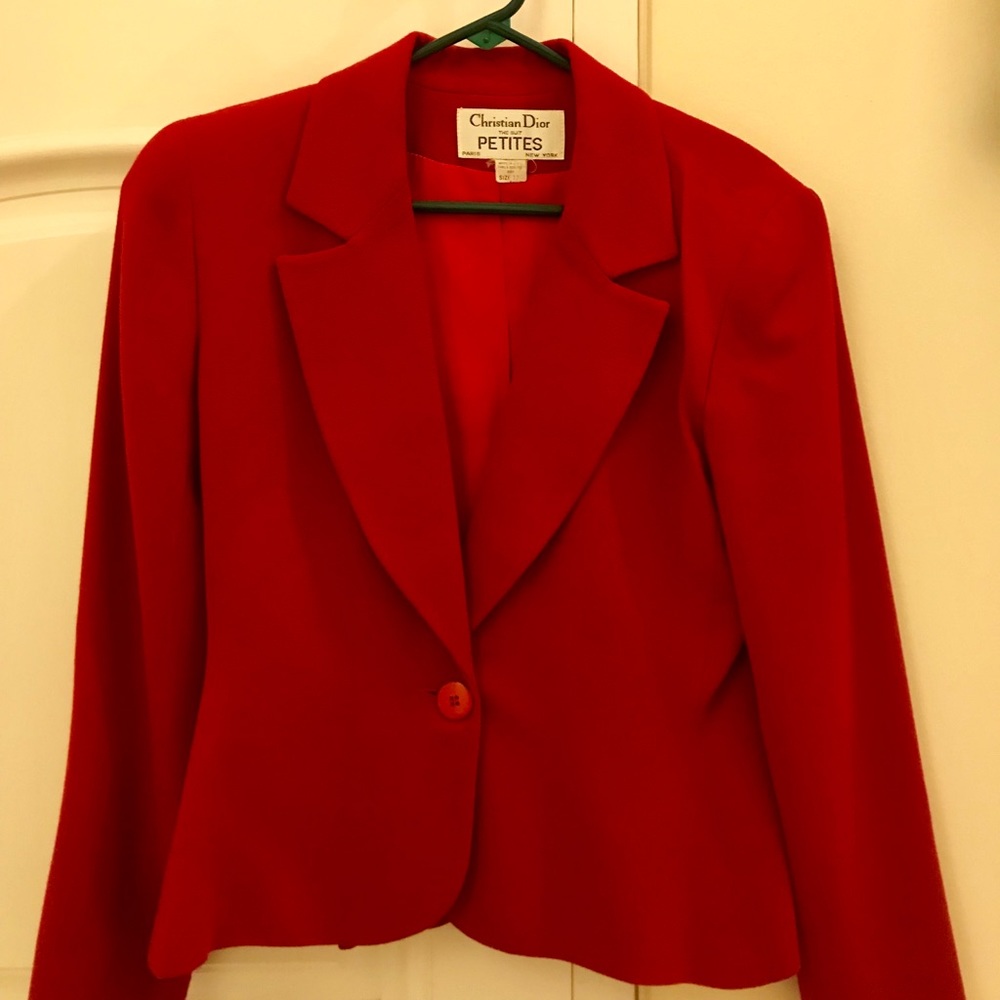 Vintage Christian Dior Red Fitted Blazer