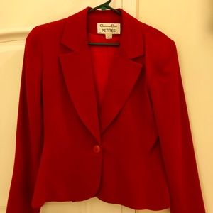 Vintage Christian Dior Red Fitted Blazer