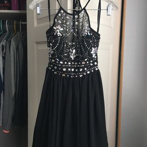 Black Halter Homecoming Dress