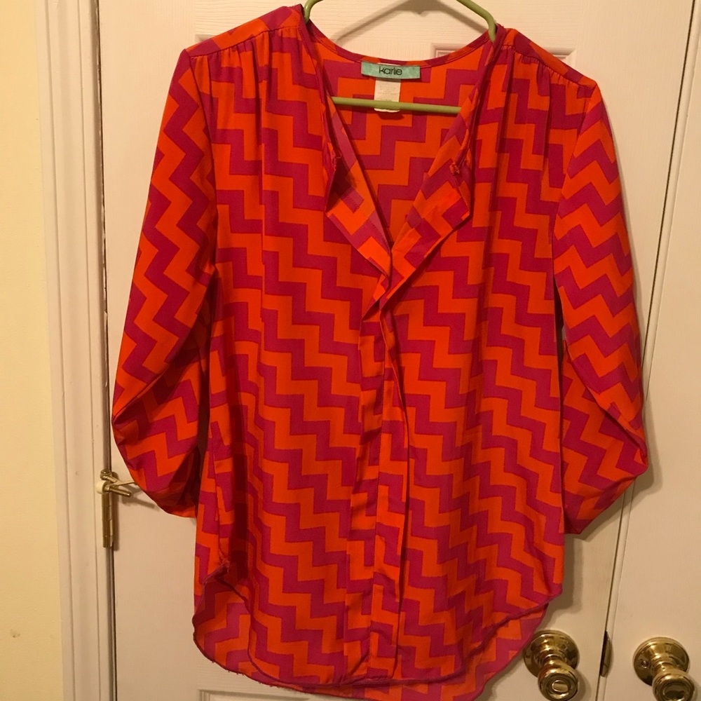 Karlie Pink and Orange 3/4 CUTE TOP!