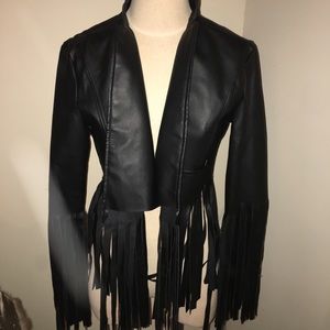 Asos Black fringe leather jacket