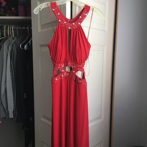 Red Backless Prom Dress
