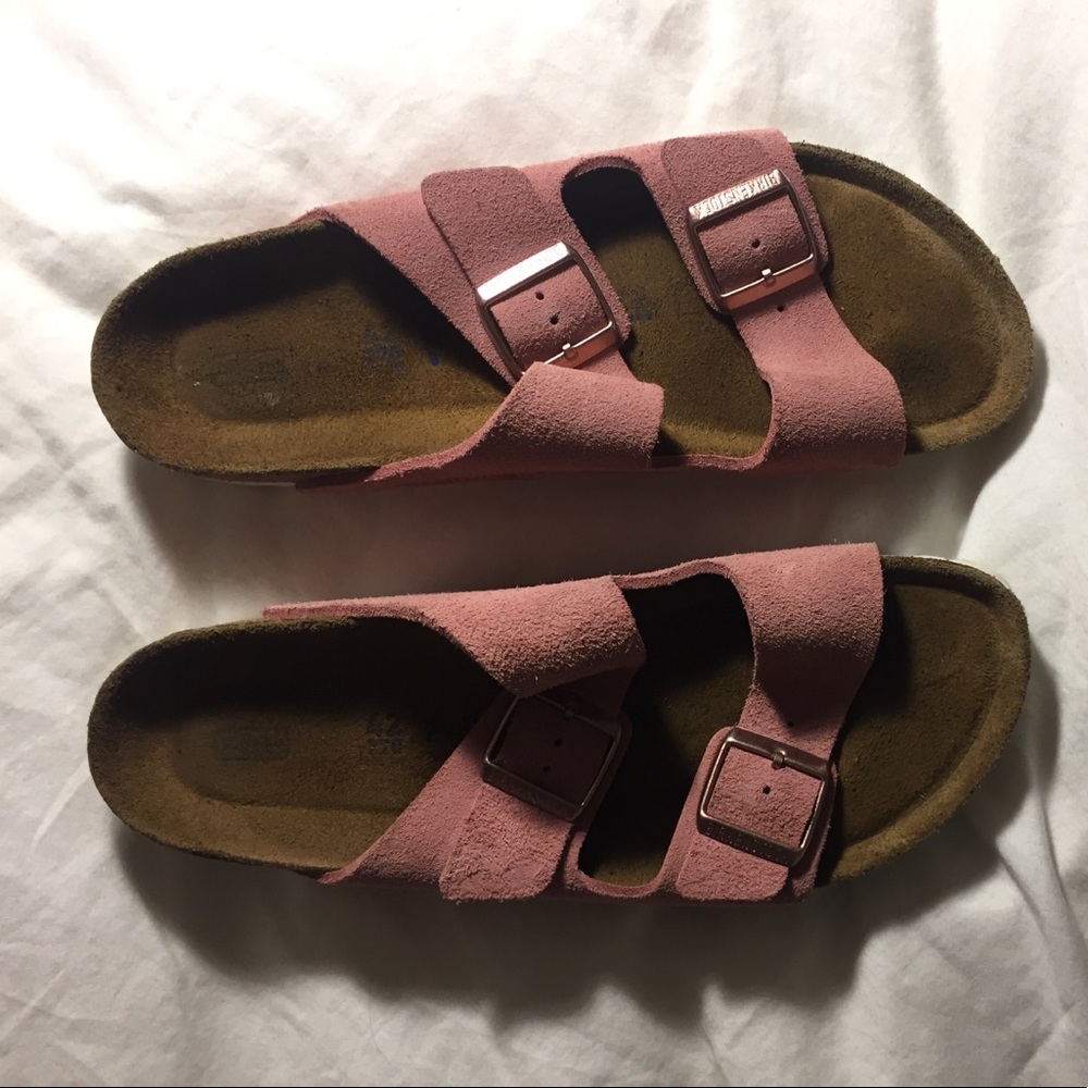 Light pink suede Birkenstock Arizona