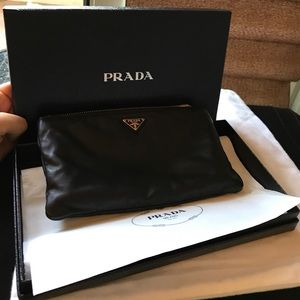 Prada Black leather clutch/accessory pouch