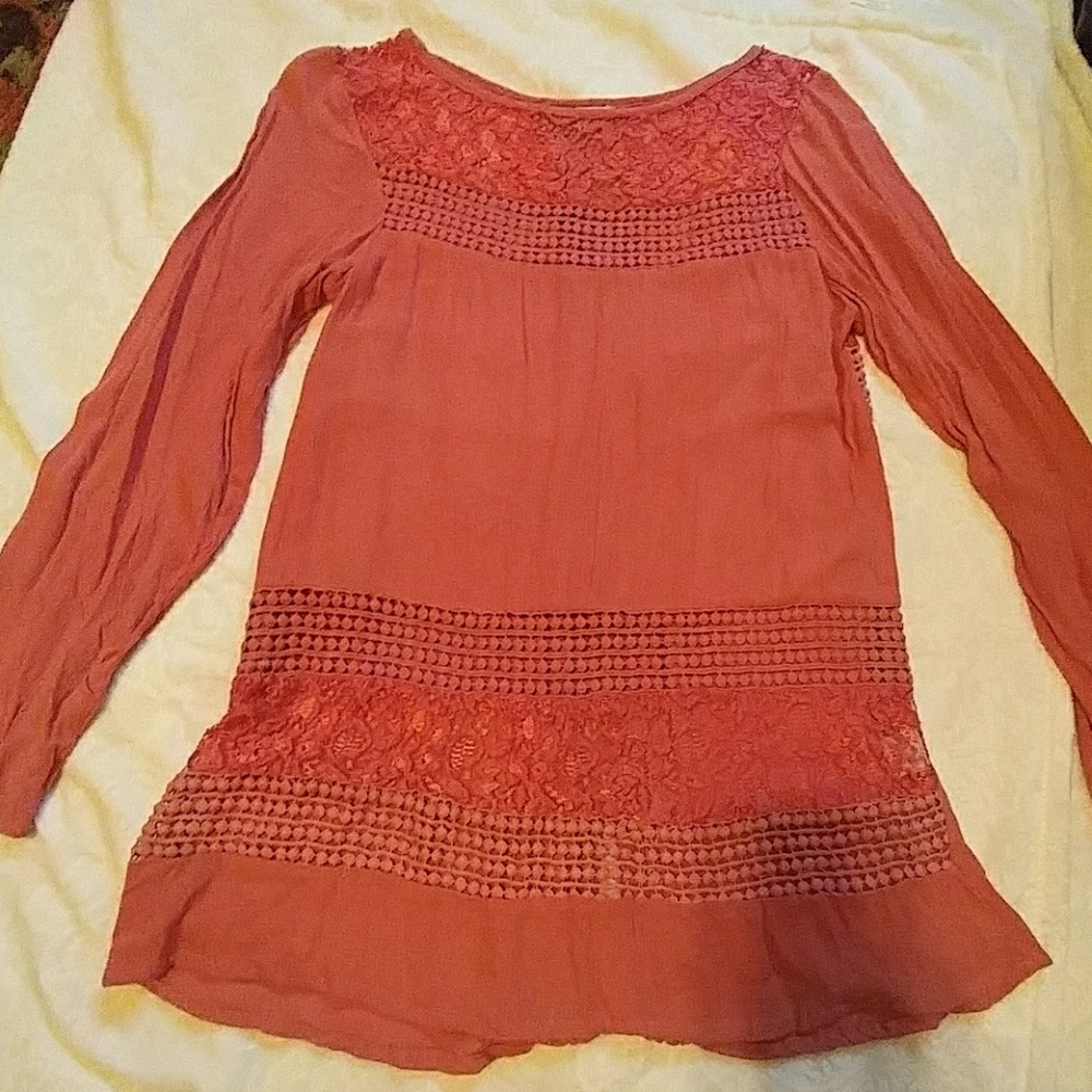 Boutique crochet and lace top
