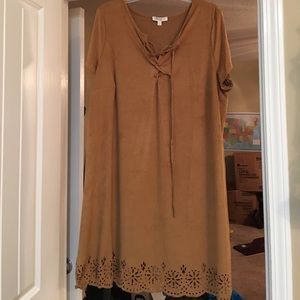 Boho Chic Dress, 2X, Fall Brown/Tan Cut our Accent