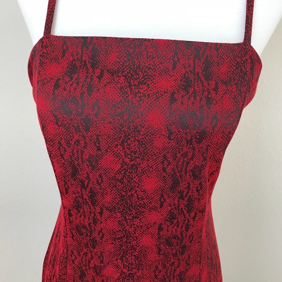 red snakeskin dress