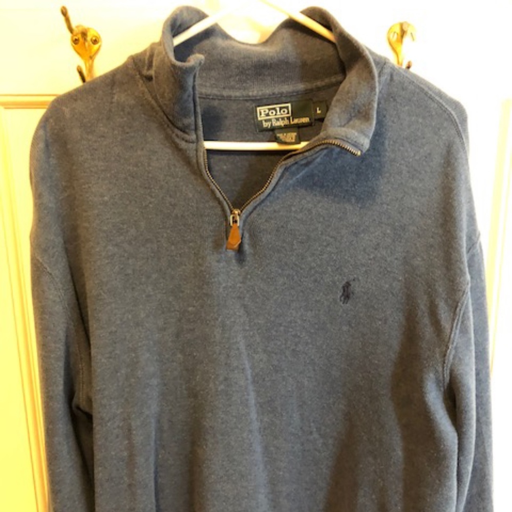 Polo Ralph Lauren Quarter Zip Blue Sweater Men's L