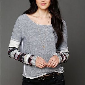 Free People stripe patchwork crewneck sweatshirt
