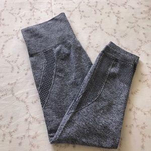 Gray net mesh capri leggings