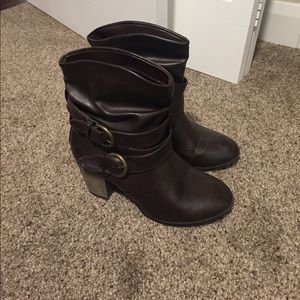 Dark brown heeled boots