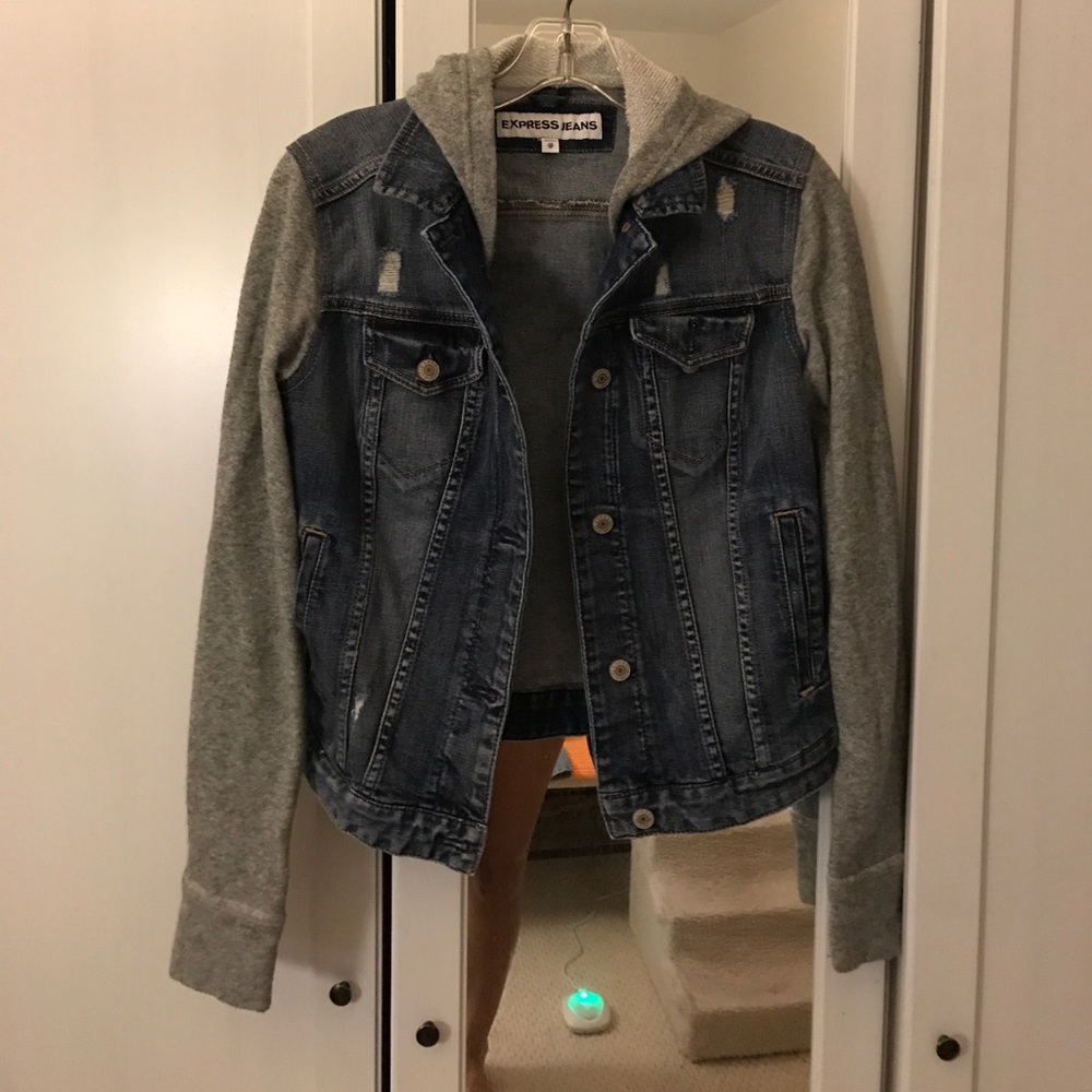 Express Denim And Gray Jacket - image 2