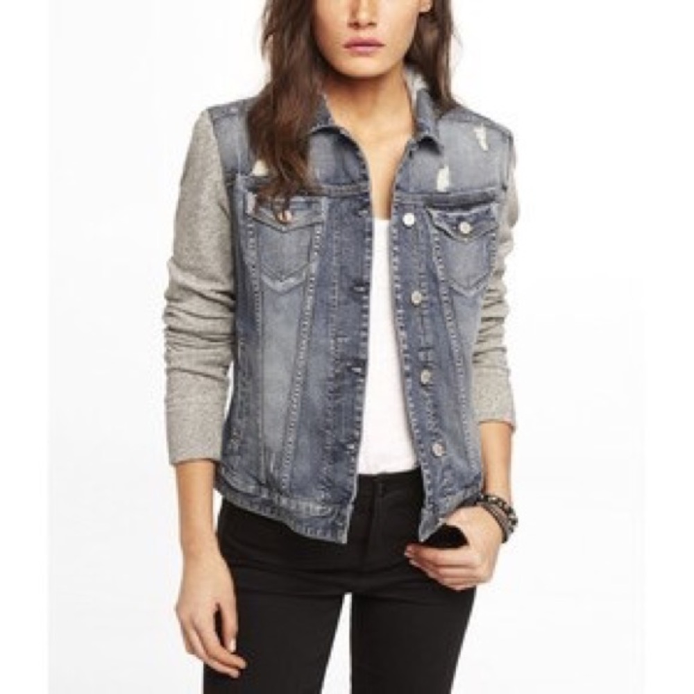 Express Denim And Gray Jacket - image 1