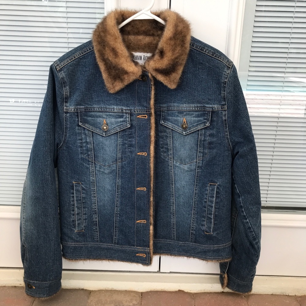 Marvin Richards Jean Jacket with faux mink fur