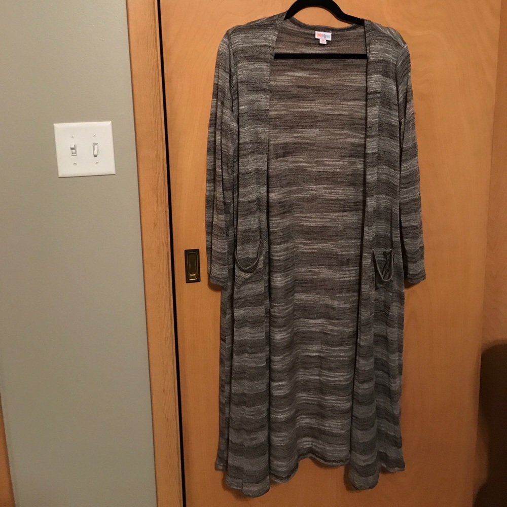 LuLaRoe Grey Stripe Sarah Cardigan