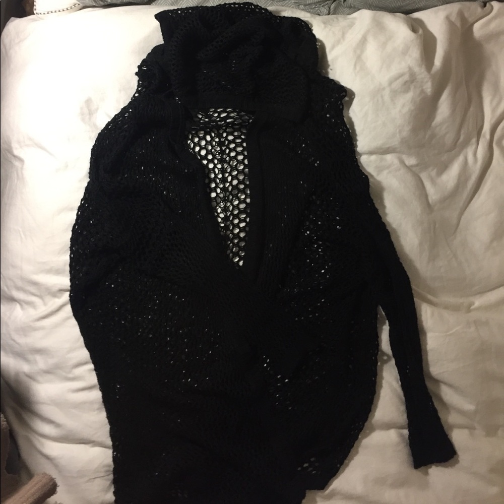 Black brandy melville crochet cardigan