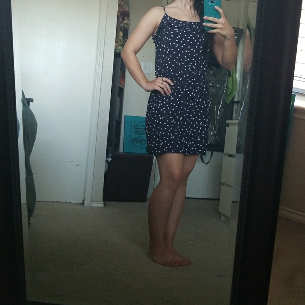 Navy blue polka dot dress