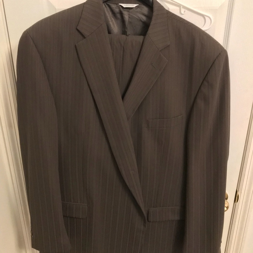 Joseph and Feiss Olive Pinstripe Suit.