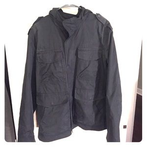 Gap black military style jacket w/hidden hood