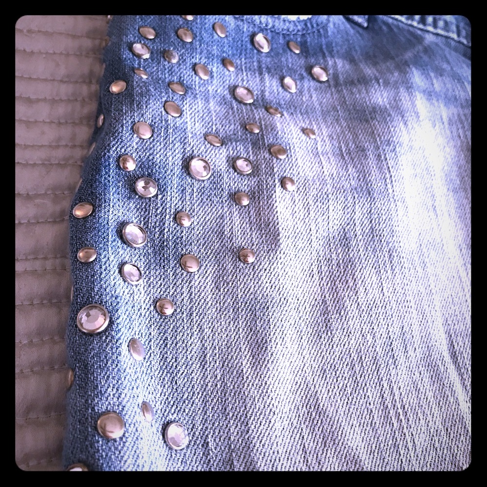 Knee length denim skirt