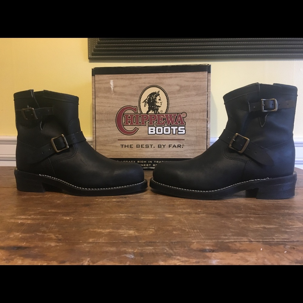 Chippewa Motorcycle Engineer Black Boots