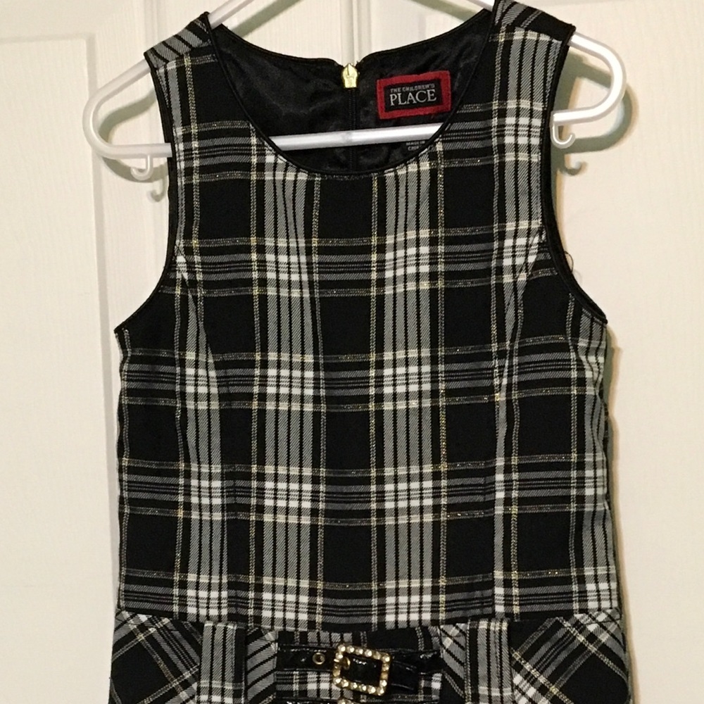 Children’s Place Plaid Jumper, Black/Silver, 4