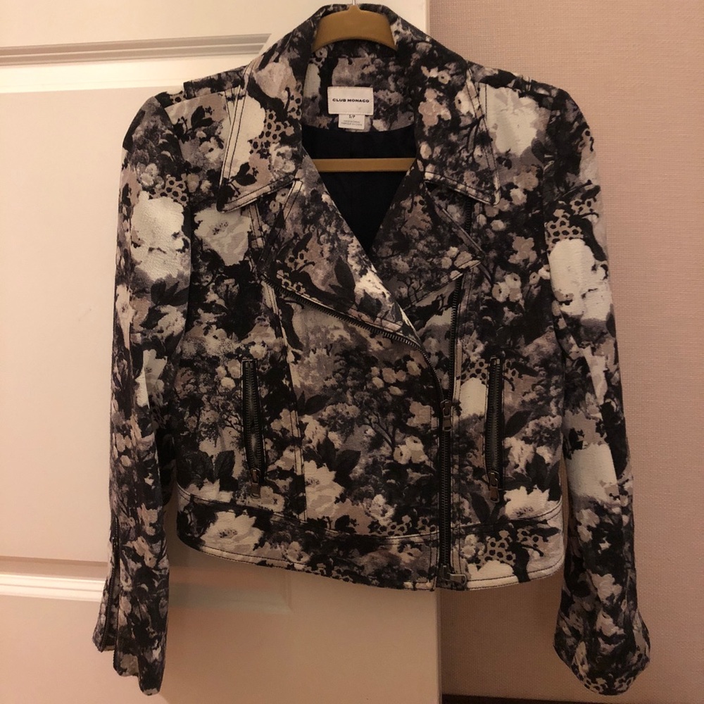 Club Monaco Floral Moto Jacket
