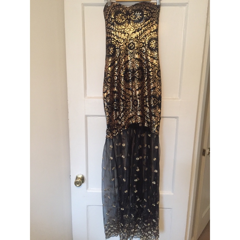 Women's Sequin Strapless Sweetheart Mesh Lace