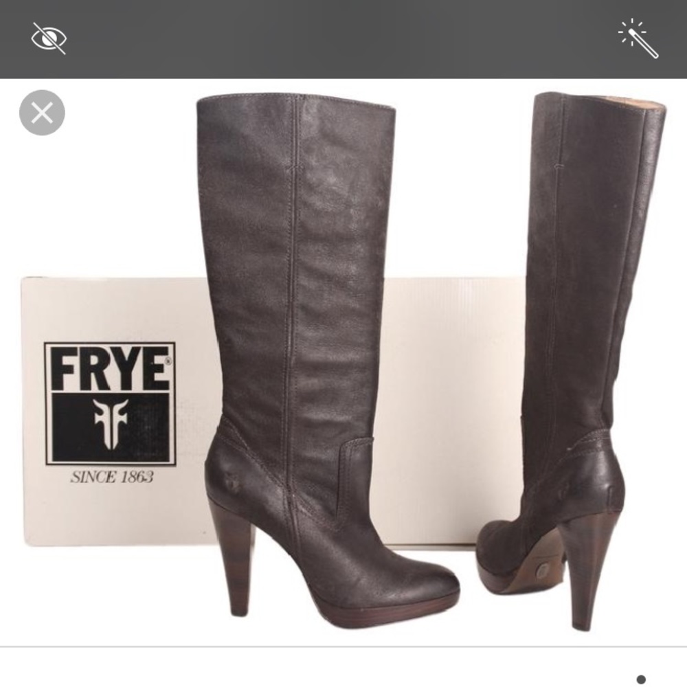 Frye tall black heel boots