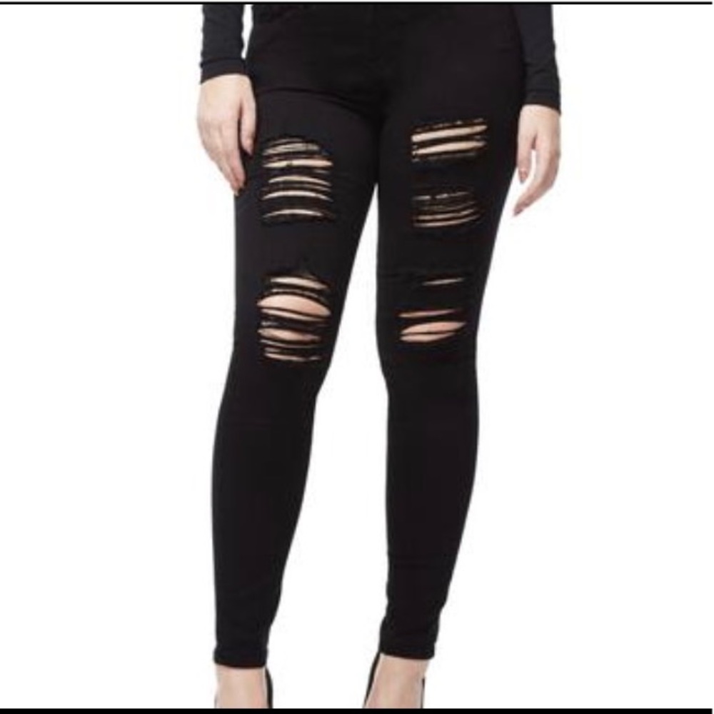Good American "Good Legs" Black Ripped Jeans