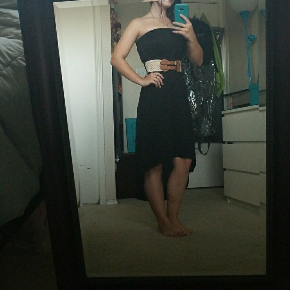 Strapless black high/low dress