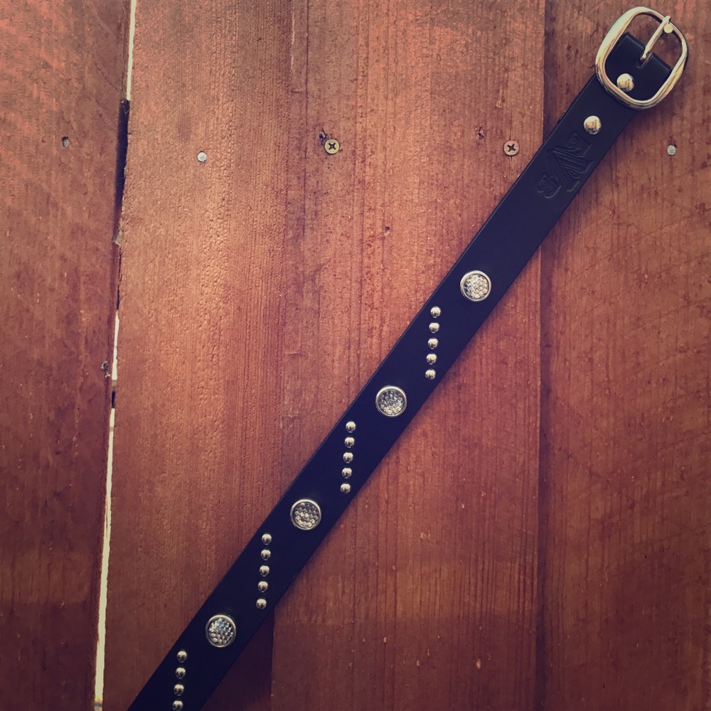 Leather studded motorcycle belt