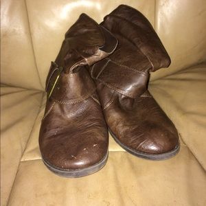 Brown low heel booties