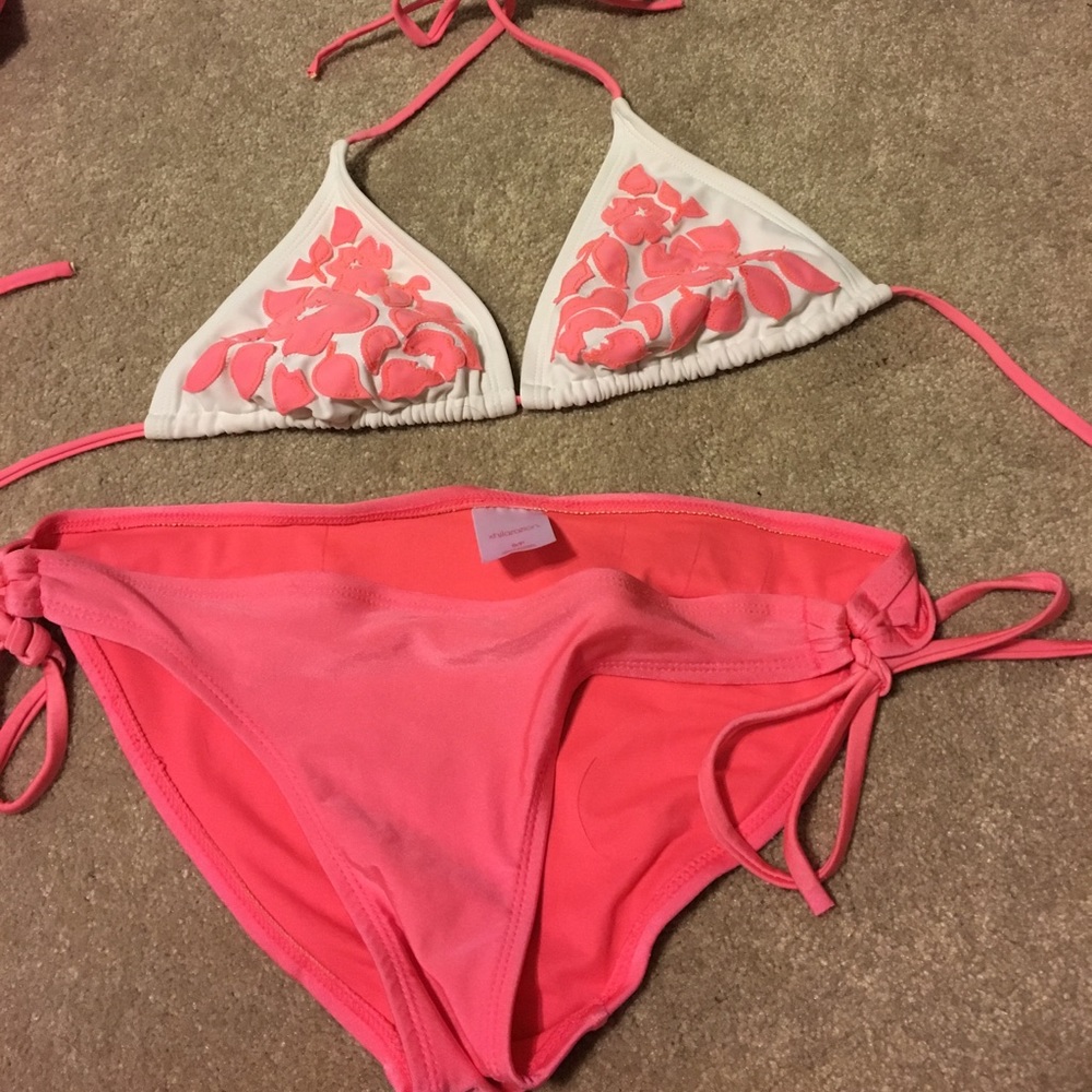 Pink and white bikini