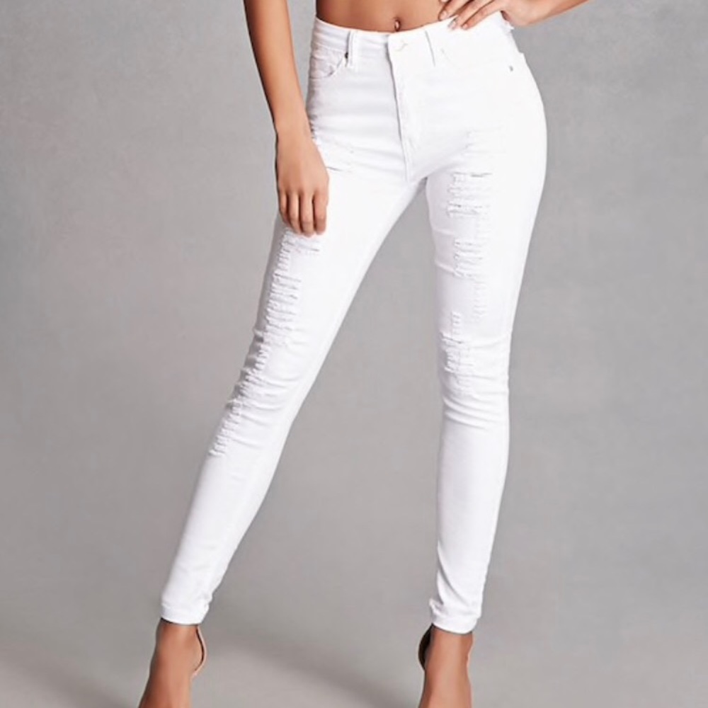 Distressed Skinny Ankle Jeans