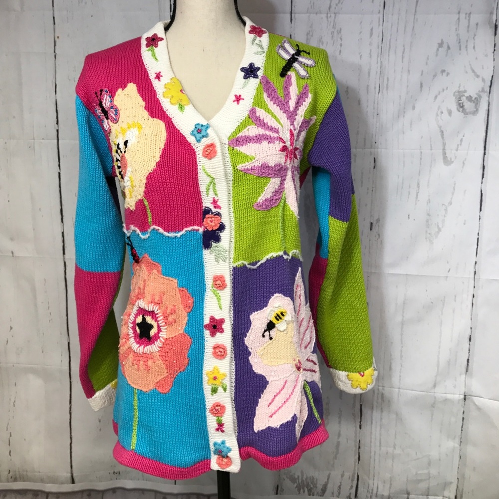 VTG Storybook knits Beaded  Medium Sweater