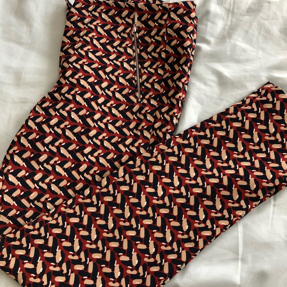 Zara Basic multi-color print, straight leg pant