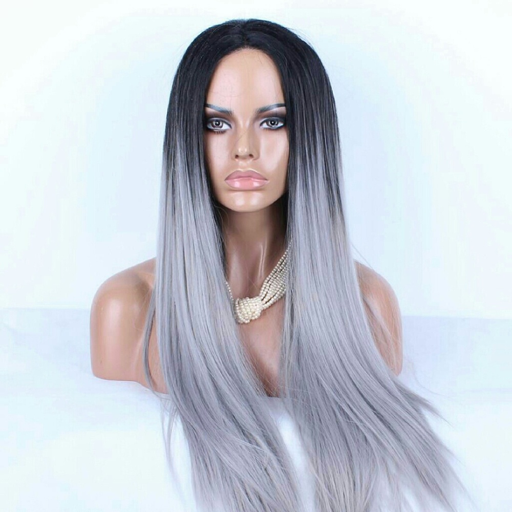 Sillver gray grey ombre wig